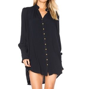 Free People Lieutenant Shirt Dress Navy with Brass colored buttons size M